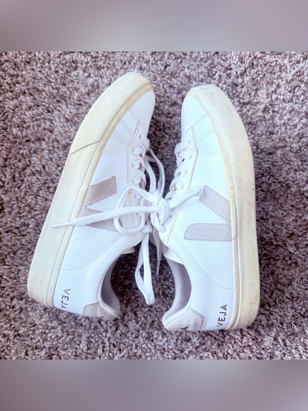VEJA Campo Womens Size 8 White Almond Chromefree Leather Lace-Up Sneakers - Picture 2 of 10